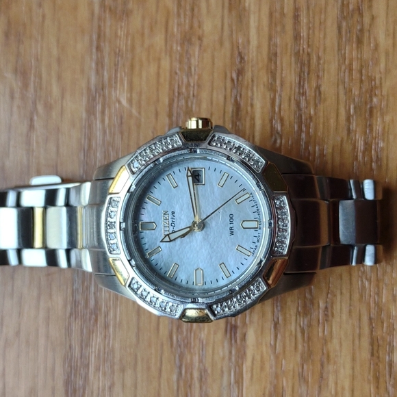 Citizen Eco-Drive silver with gold and rhinestone accents - Picture 2 of 16